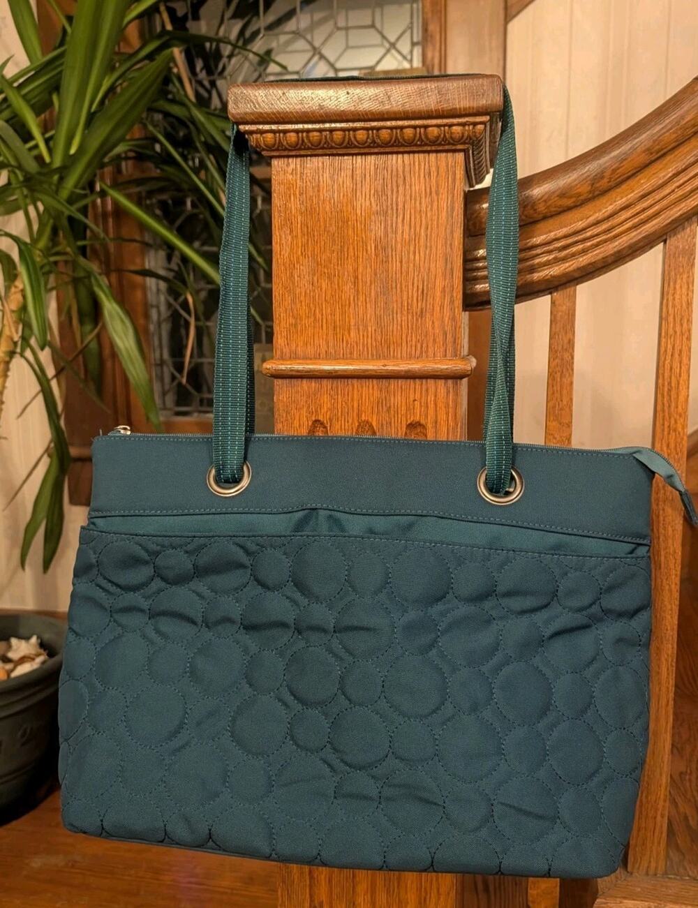 Thirty-One 31 Bag Purse Vary You Quilted Teal Tote Bag Canvas 16x12